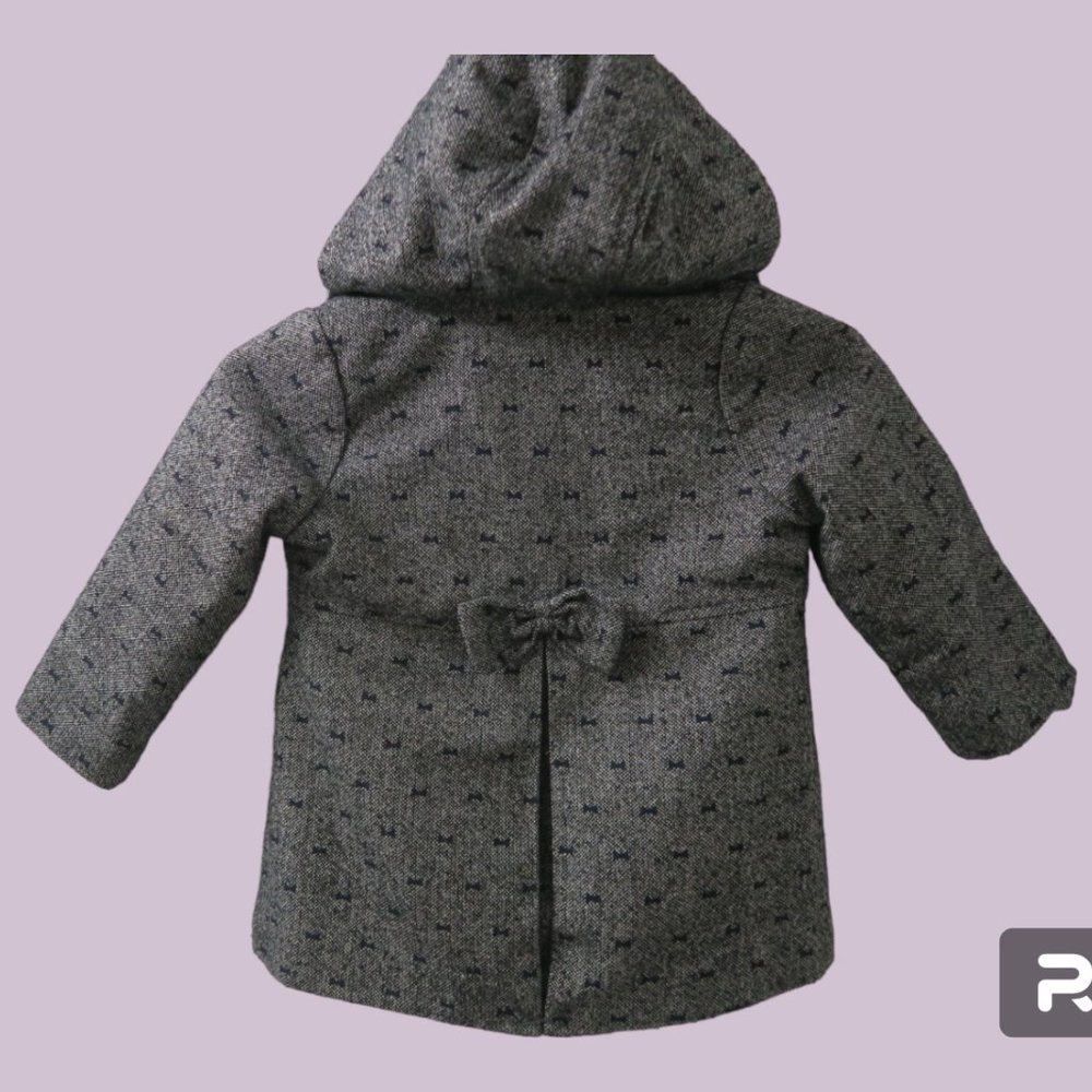 Osh Kosh B'Gosh style B216js1-sa kids peacoat jacket hoodie bow in back metallic - Picture 4 of 11